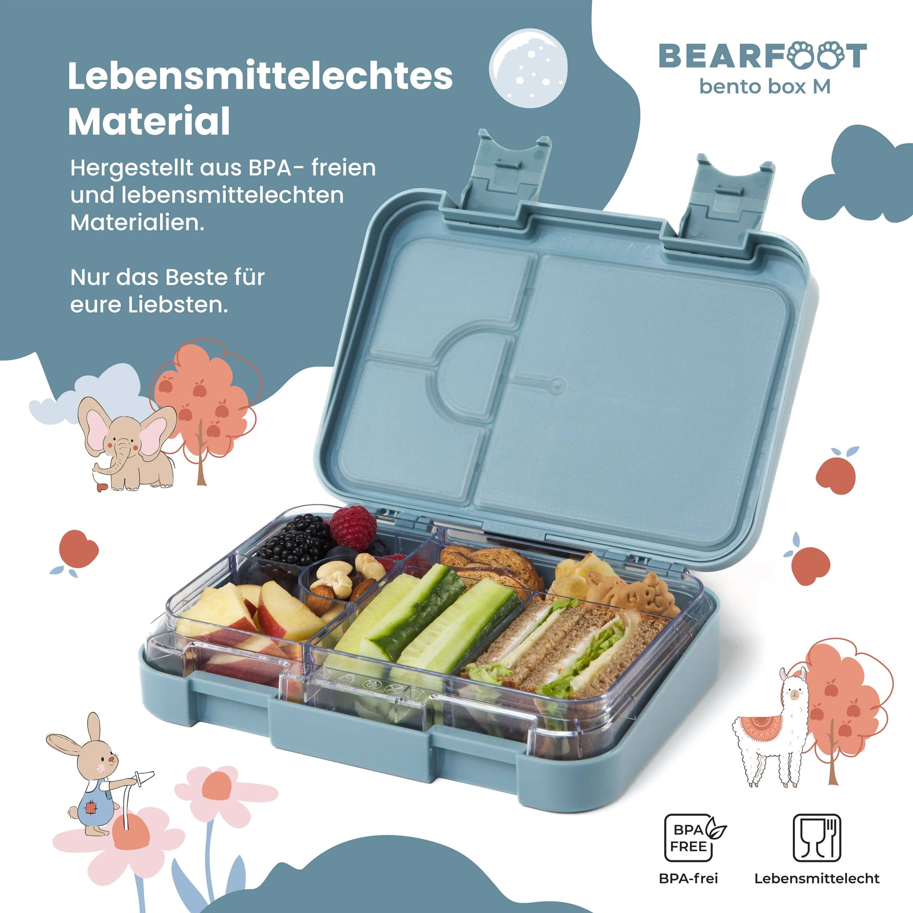 Brotdose Kinder mit Fächern, Lunchbox, Bento box- Traktor BEARFOOT      NATURKINDCHEN