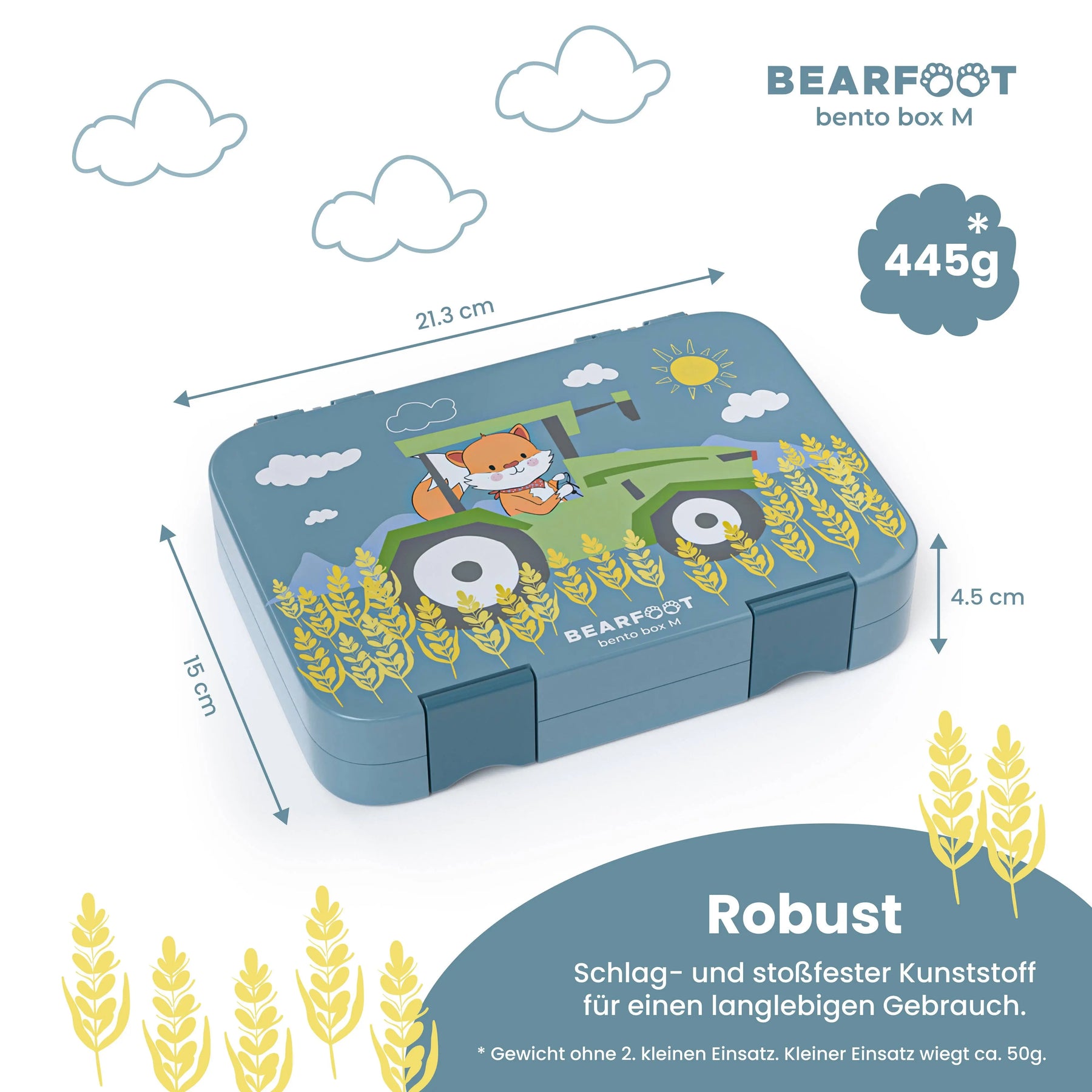 Brotdose Kinder mit Fächern, Lunchbox, Bento box- Traktor BEARFOOT      NATURKINDCHEN