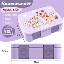 Brotdose mit Fächern, auslaufsicher - Hund & Katze lila: 1.000ml BEARFOOT      NATURKINDCHEN