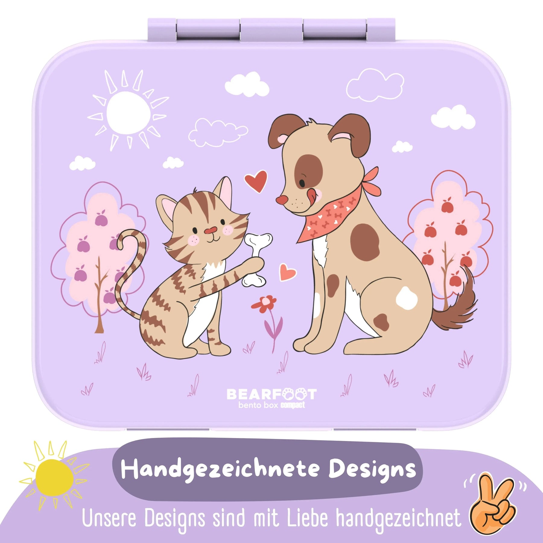 Brotdose mit Fächern, auslaufsicher - Hund & Katze lila: 1.000ml BEARFOOT      NATURKINDCHEN