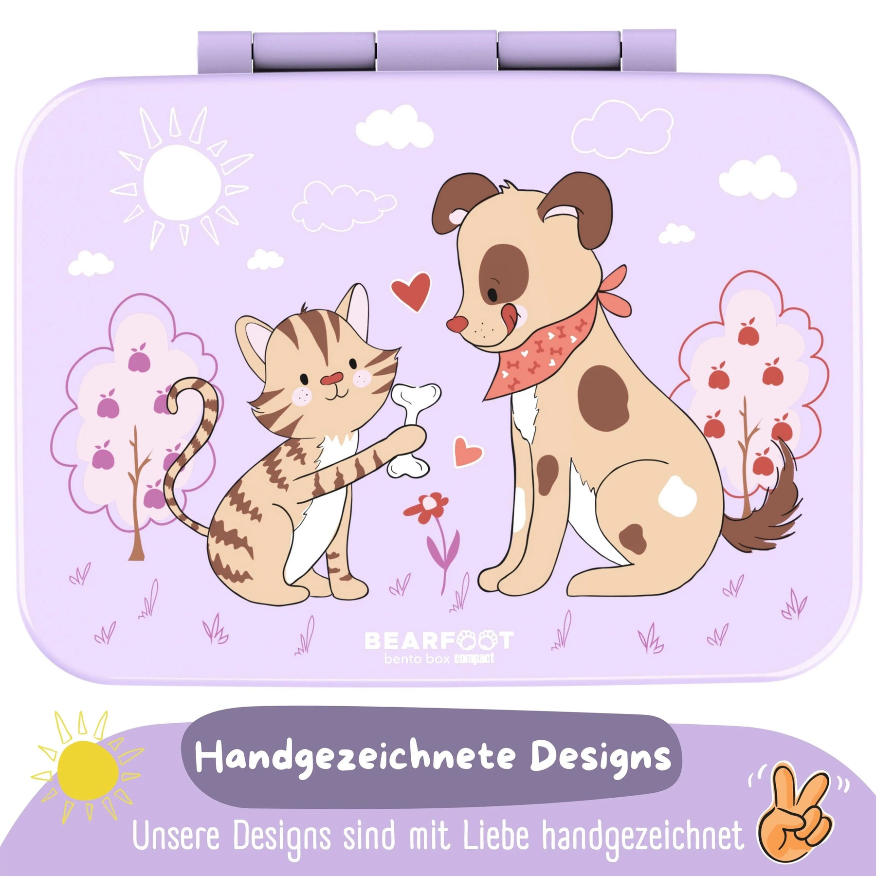 Brotdose mit Fächern, auslaufsicher - Hund & Katze lila: 1.000ml BEARFOOT      NATURKINDCHEN