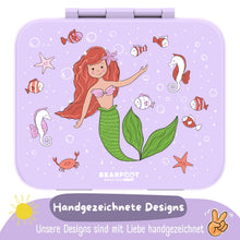 Brotdose mit Fächern, auslaufsicher - Meerjungfrau lila: 1.000ml BEARFOOT      NATURKINDCHEN