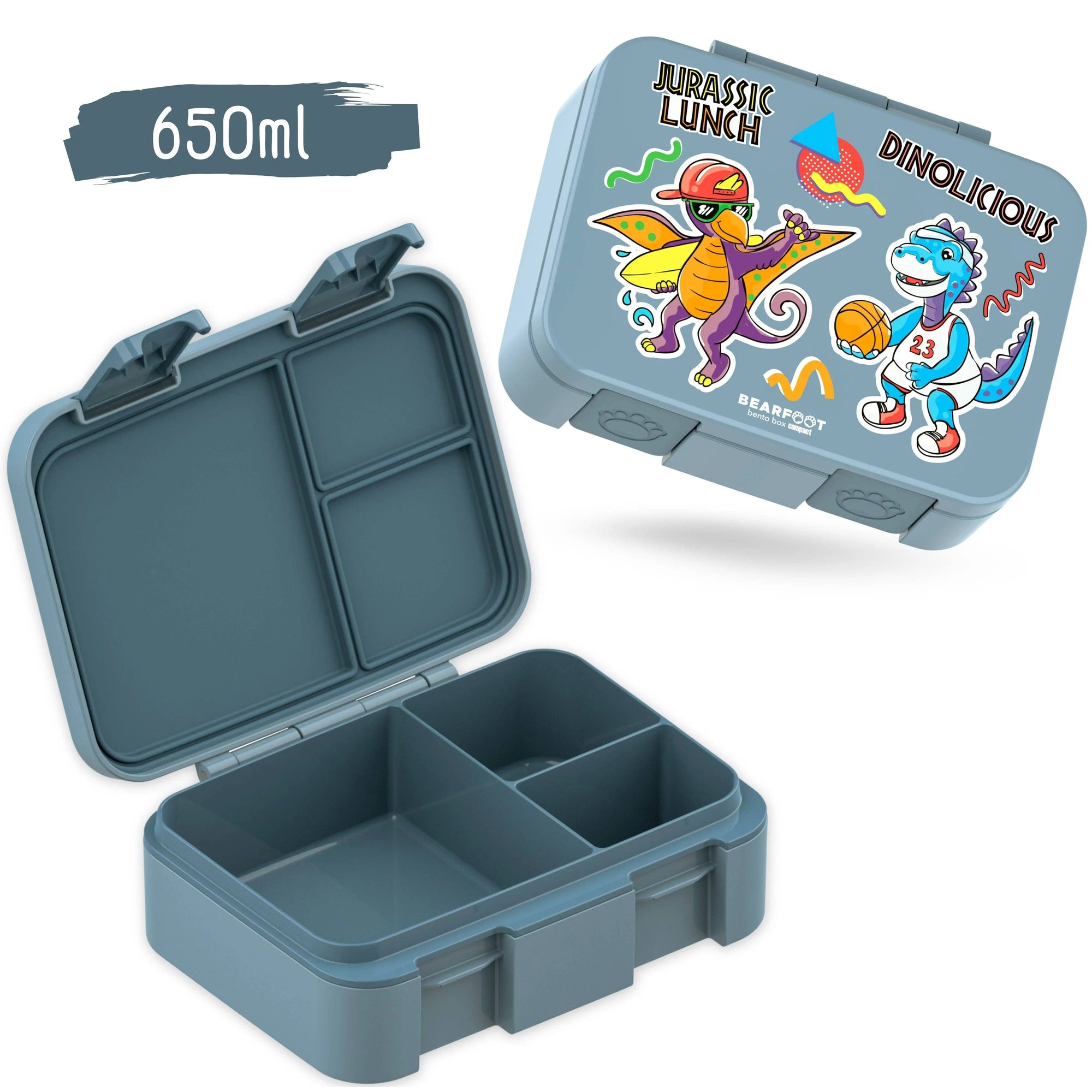 Brotdose mit Fächern, leicht & auslaufsicher - Dinos blau: 1.000ml BEARFOOT      NATURKINDCHEN