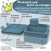 Brotdose mit Fächern, leicht & auslaufsicher - Dinos blau: 1.000ml BEARFOOT      NATURKINDCHEN