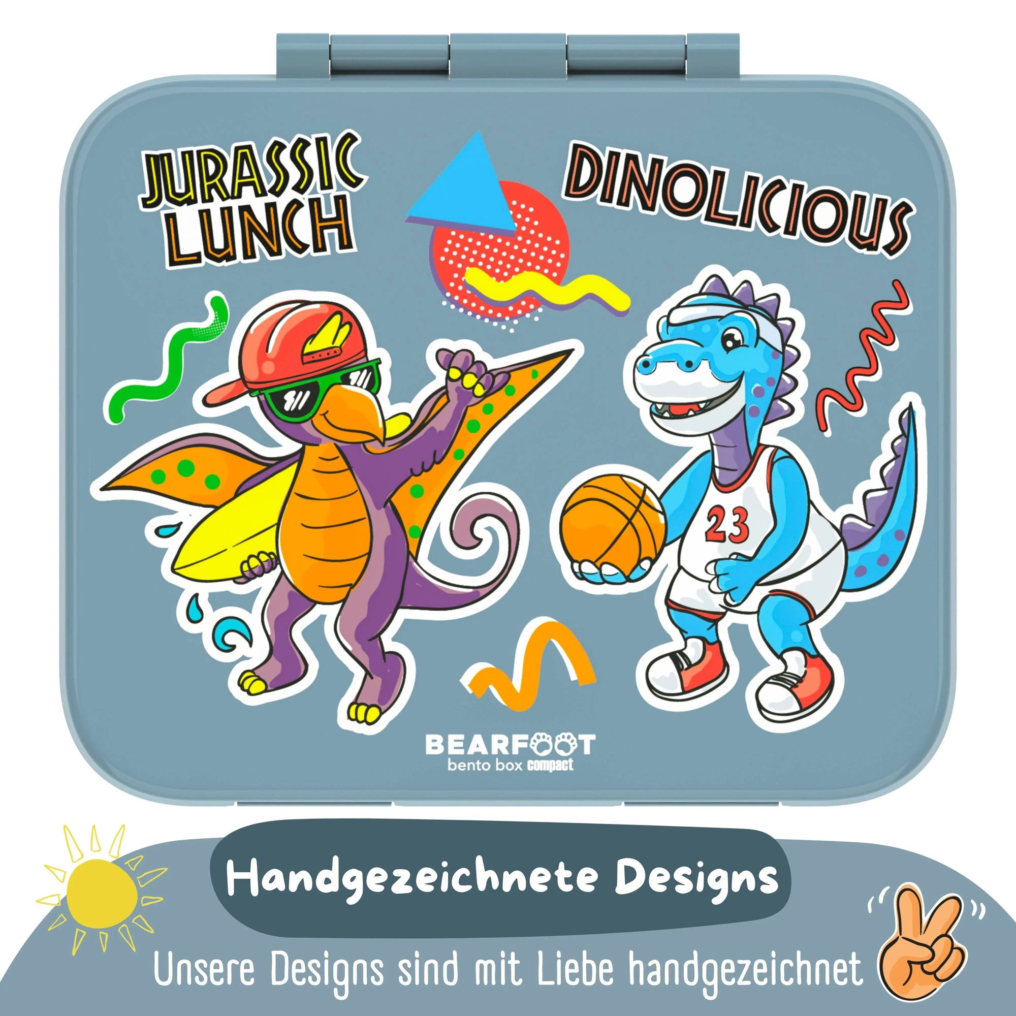 Brotdose mit Fächern, leicht & auslaufsicher - Dinos blau: 1.000ml BEARFOOT      NATURKINDCHEN