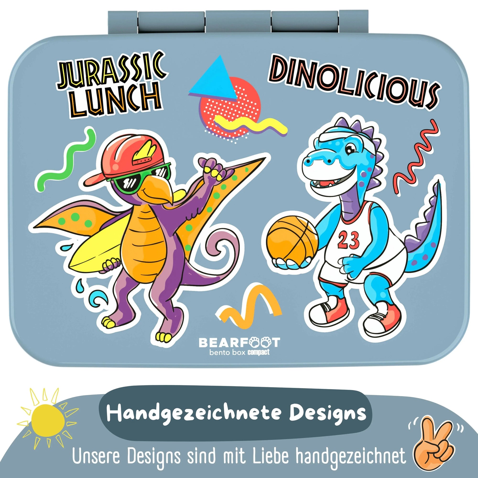 Brotdose mit Fächern, leicht & auslaufsicher - Dinos blau: 1.000ml BEARFOOT      NATURKINDCHEN