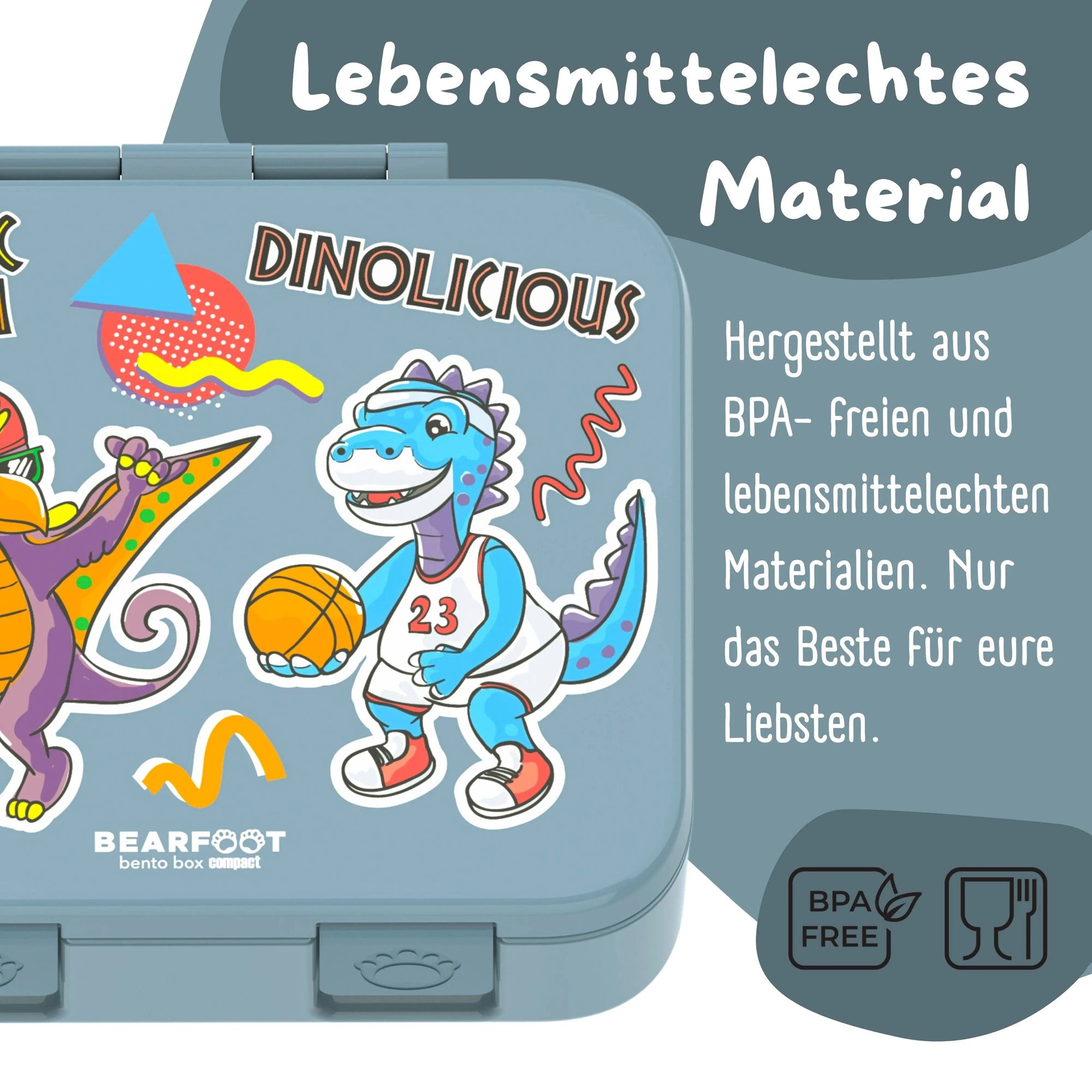 Brotdose mit Fächern, leicht & auslaufsicher - Dinos blau: 1.000ml BEARFOOT      NATURKINDCHEN