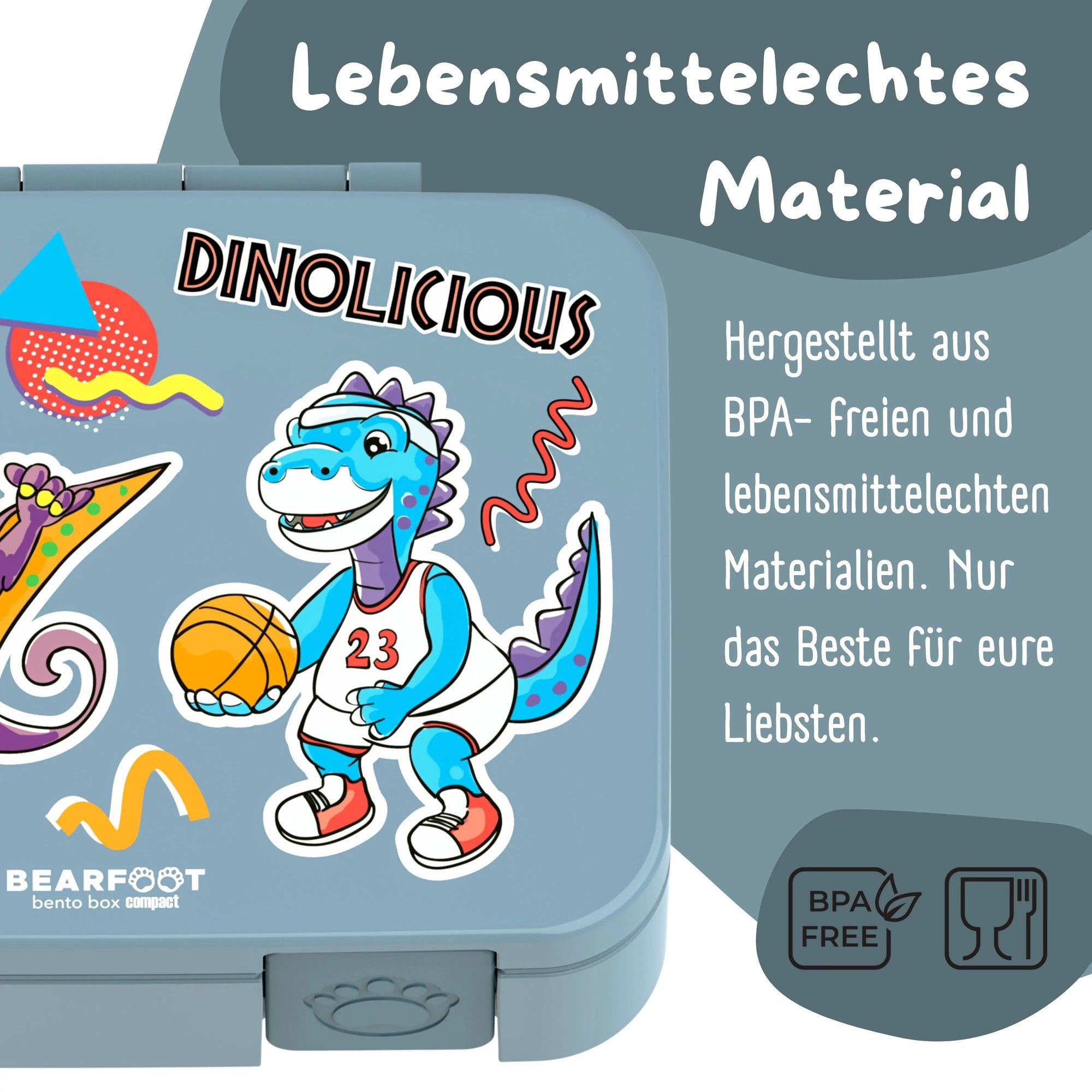Brotdose mit Fächern, leicht & auslaufsicher - Dinos blau: 1.000ml BEARFOOT      NATURKINDCHEN