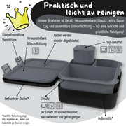 Brotdose mit Fächern, leicht & auslaufsicher - Dinos schwarz: 1.000ml BEARFOOT      NATURKINDCHEN