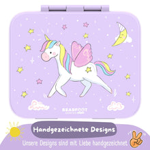 Brotdose mit Fächern, leicht & auslaufsicher - Einhorn lila: 1.000ml BEARFOOT      NATURKINDCHEN