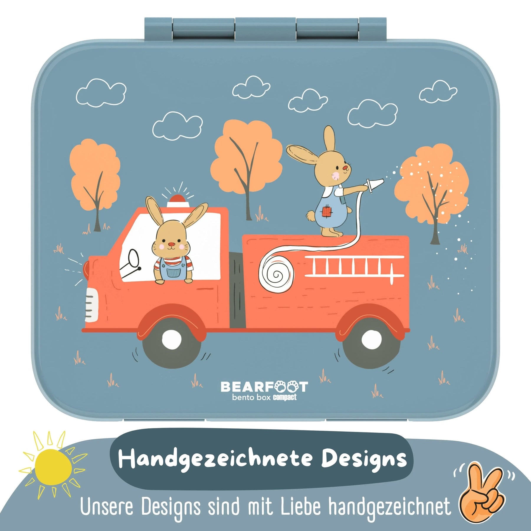 Brotdose mit Fächern, leicht & auslaufsicher - Feuerwehr: 1.000ml BEARFOOT      NATURKINDCHEN