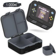 Brotdose mit Fächern, leicht & auslaufsicher - Game schwarz: 1.000ml BEARFOOT      NATURKINDCHEN