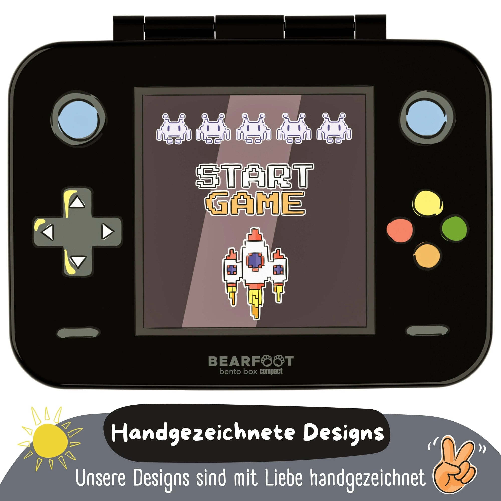 Brotdose mit Fächern, leicht & auslaufsicher - Game schwarz: 1.000ml BEARFOOT      NATURKINDCHEN