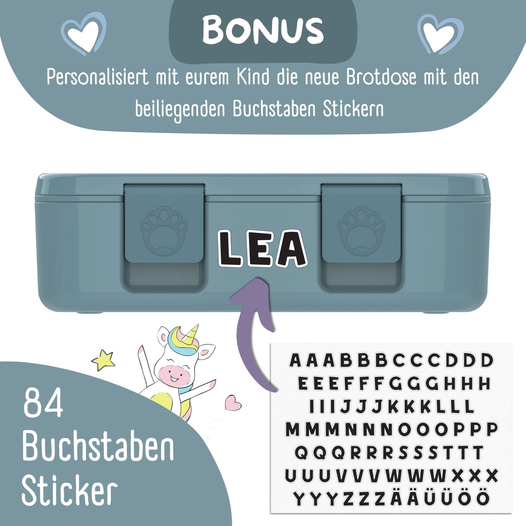 Brotdose mit Fächern, leicht & auslaufsicher - Sticker blau: 1.000ml BEARFOOT      NATURKINDCHEN