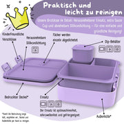 Brotdose mit Fächern, leicht & auslaufsicher - Sticker lila: 1.000ml BEARFOOT      NATURKINDCHEN