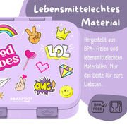 Brotdose mit Fächern, leicht & auslaufsicher - Sticker lila: 1.000ml BEARFOOT      NATURKINDCHEN