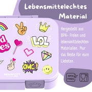 Brotdose mit Fächern, leicht & auslaufsicher - Sticker lila: 1.000ml BEARFOOT      NATURKINDCHEN