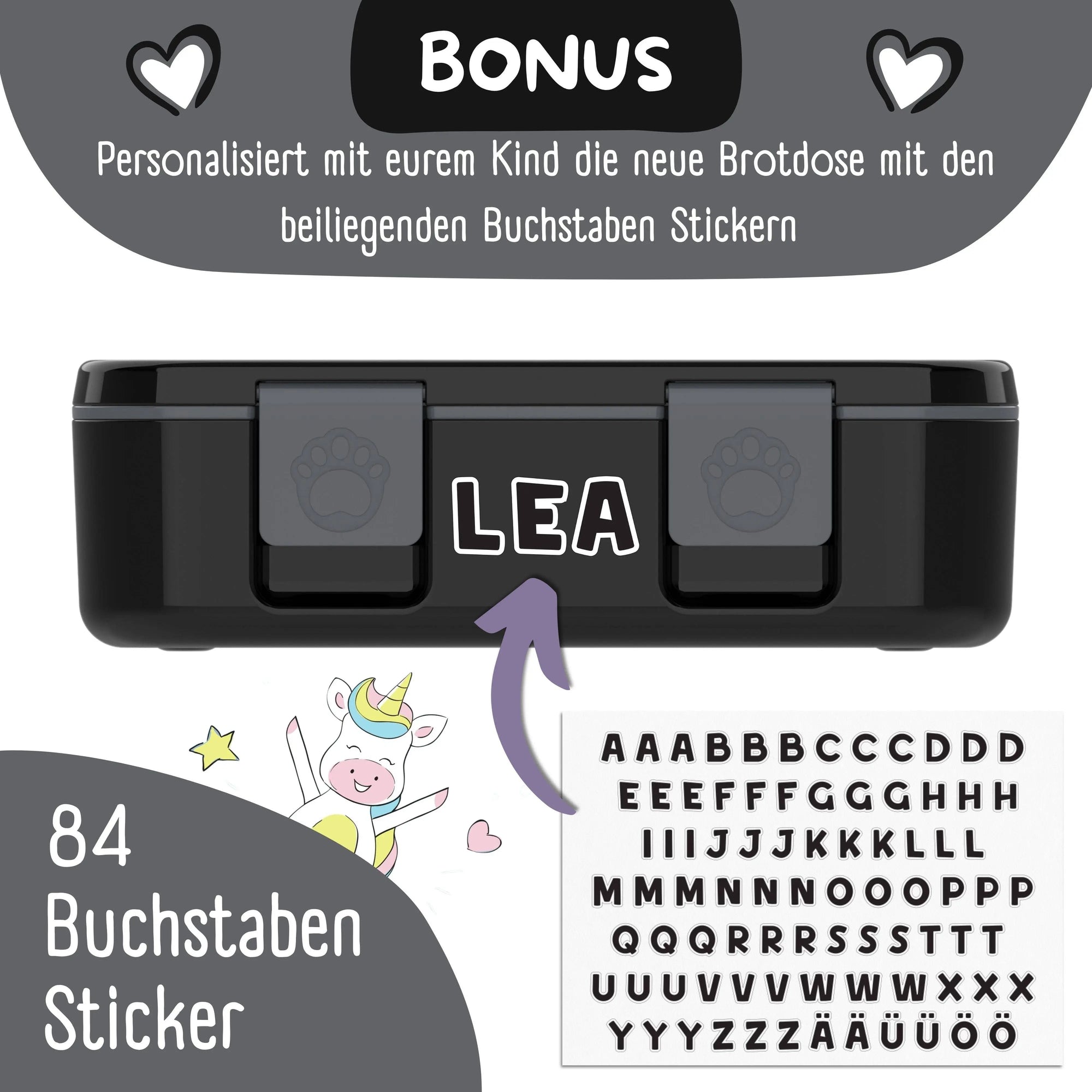 Brotdose mit Fächern, leicht & auslaufsicher - Sticker schwarz: 1.000ml BEARFOOT      NATURKINDCHEN