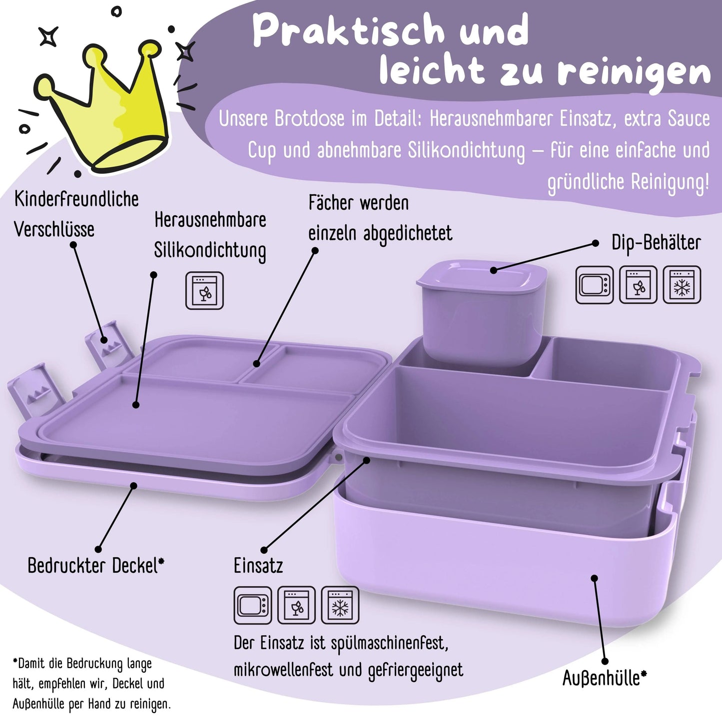 Brotdose mit Fächern, leicht & auslaufsicher - lila: 1.000ml BEARFOOT      NATURKINDCHEN