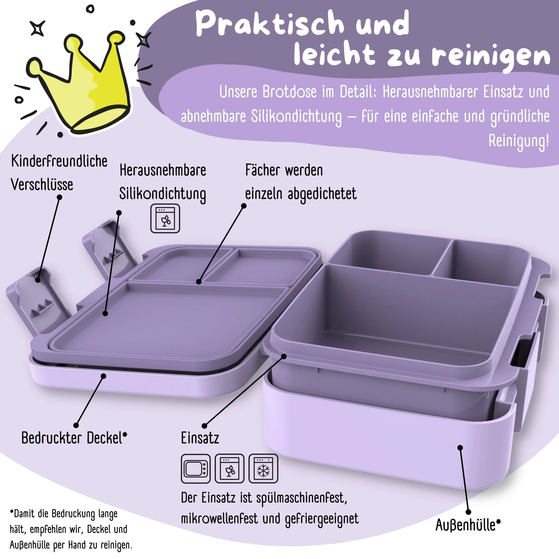 Brotdose mit Fächern, leicht & auslaufsicher - lila: 1.000ml BEARFOOT      NATURKINDCHEN