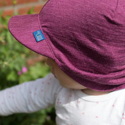 Sommerkappe zwetschke, Merinowolle & Seide (bio/GOTS): L (bis 51cm KU) Glückskind      NATURKINDCHEN