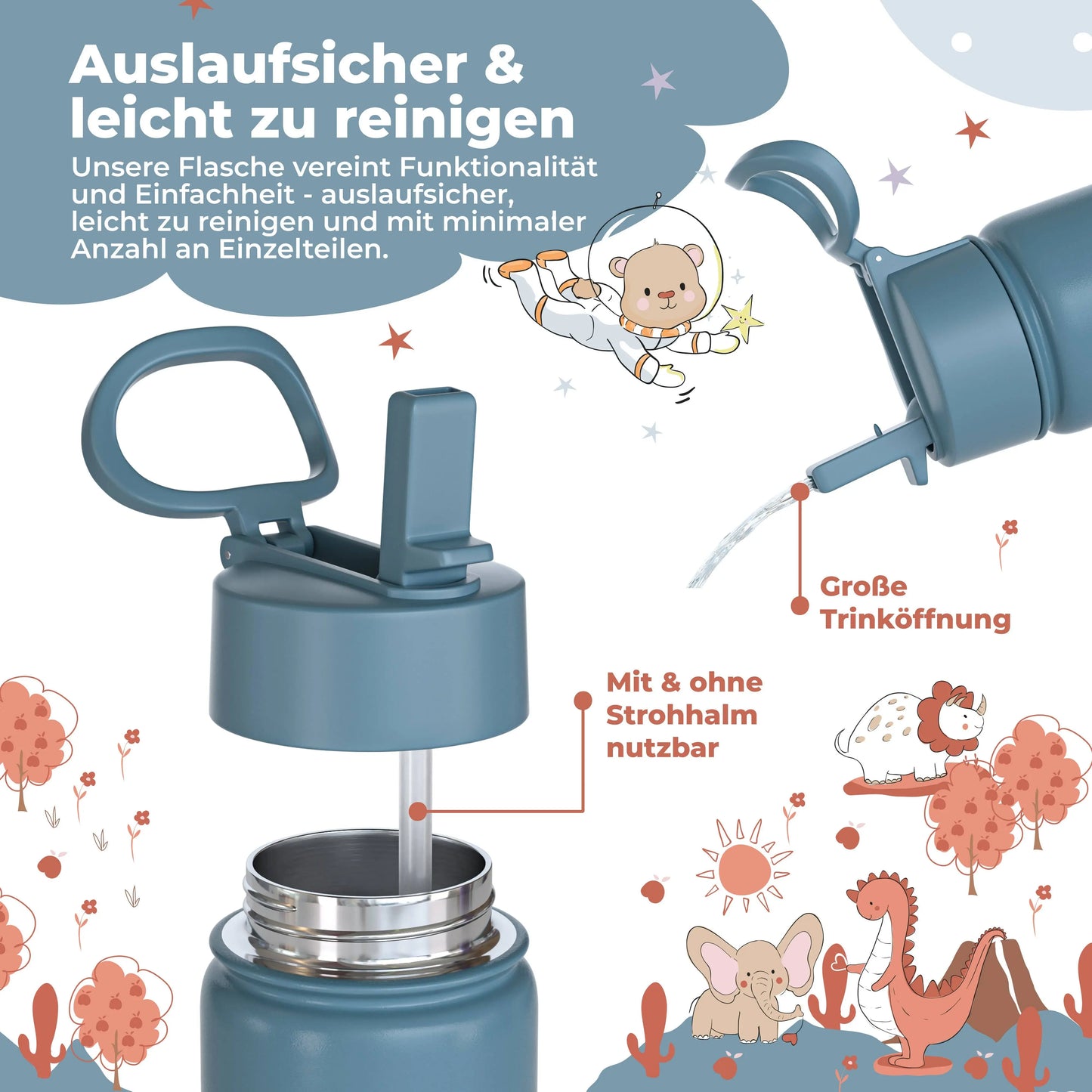 Thermo Kinder Trinkflasche Edelstahl - Bagger BEARFOOT      NATURKINDCHEN