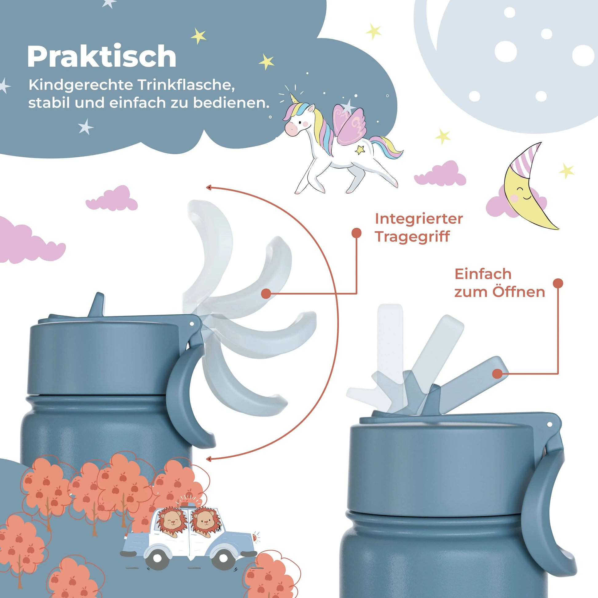 Thermo Kinder Trinkflasche Edelstahl - Bagger BEARFOOT      NATURKINDCHEN