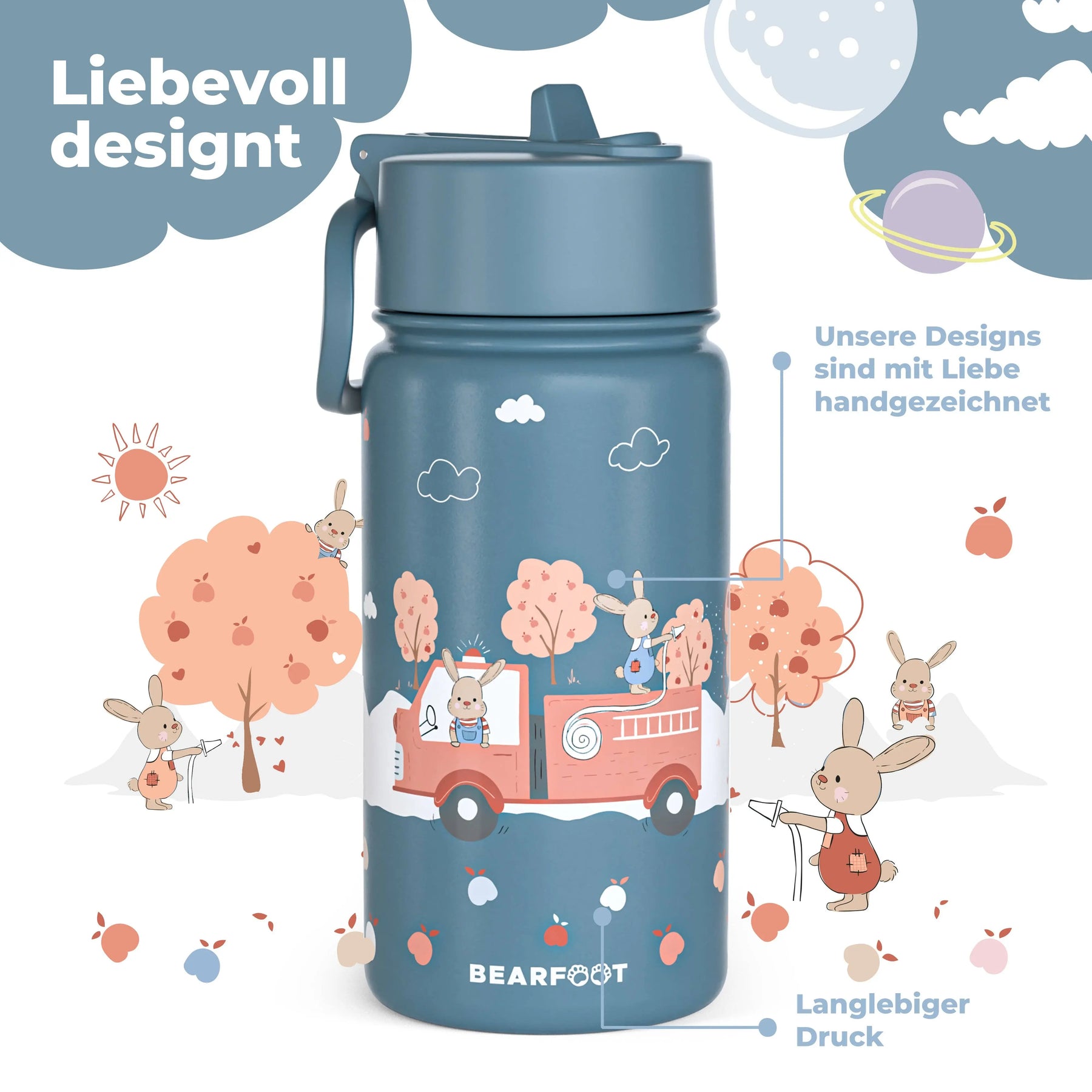 Thermo Kinder Trinkflasche Edelstahl - Feuerwehr BEARFOOT      NATURKINDCHEN