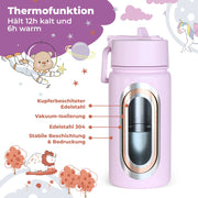 Thermo Kinder Trinkflasche Edelstahl - Hund&Katze lila BEARFOOT      NATURKINDCHEN