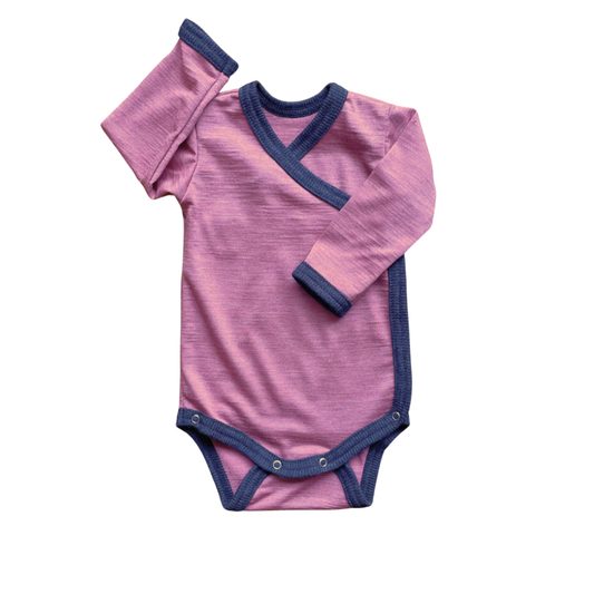 Wickelbody rose, Merinowolle & Seide (bio/GOTS): 62-68 Glückskind      NATURKINDCHEN