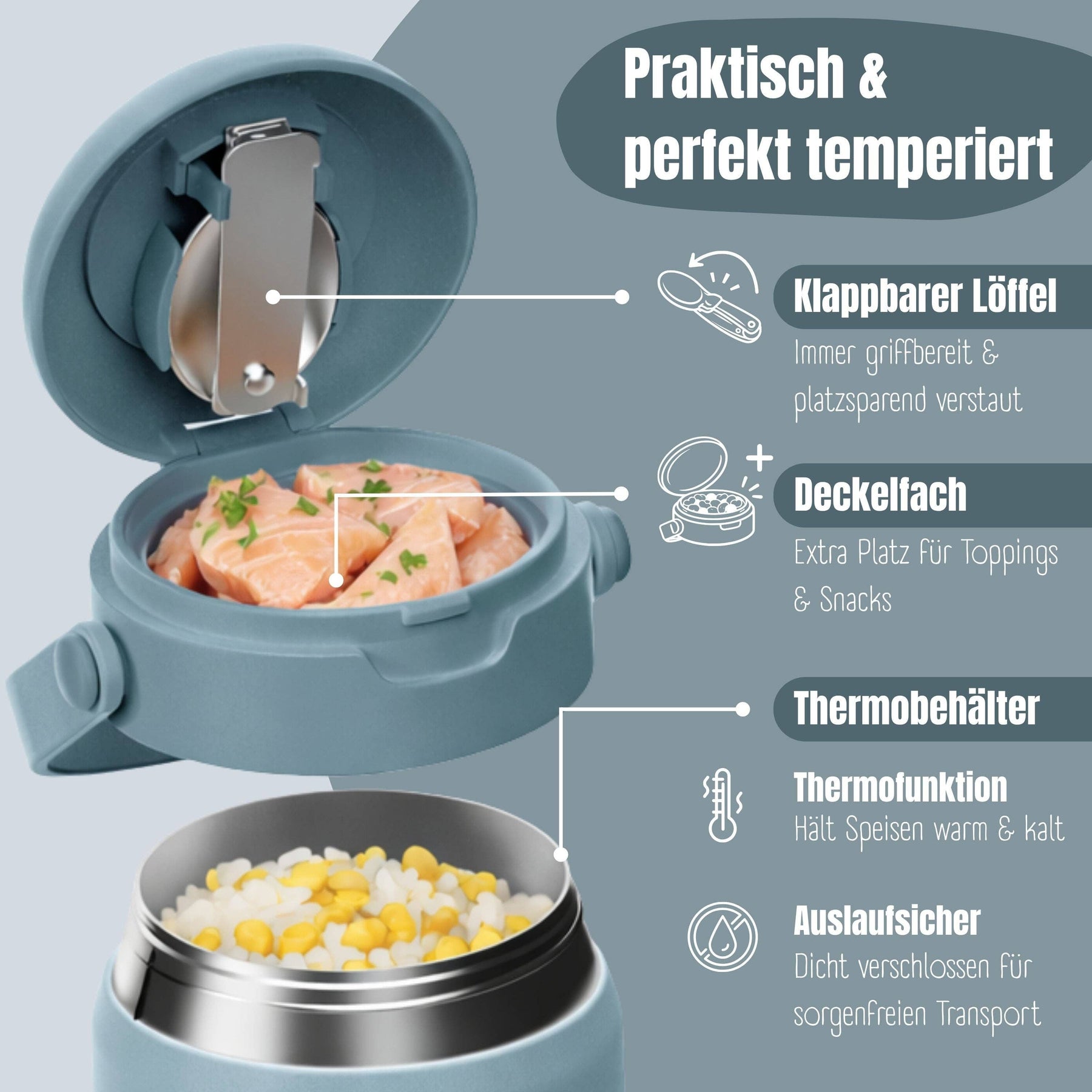Thermobehälter Kinder Edelstahl - Bagger blau BEARFOOT      NATURKINDCHEN
