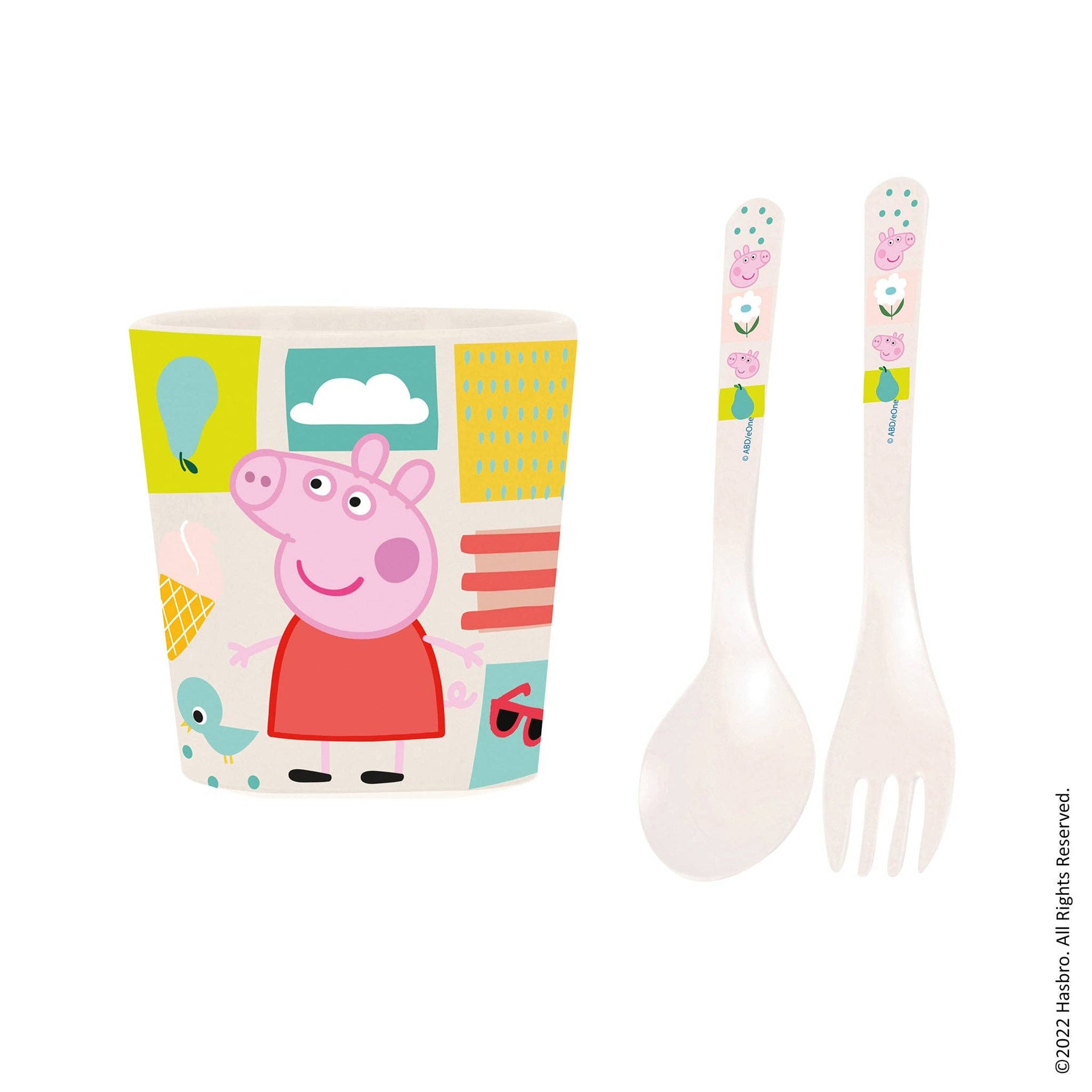 Becher + Besteckset  EASY EATER SET PEPPA PIG 3- teiliges Set: Cloud white Koziol ideas for friends GmbH      NATURKINDCHEN