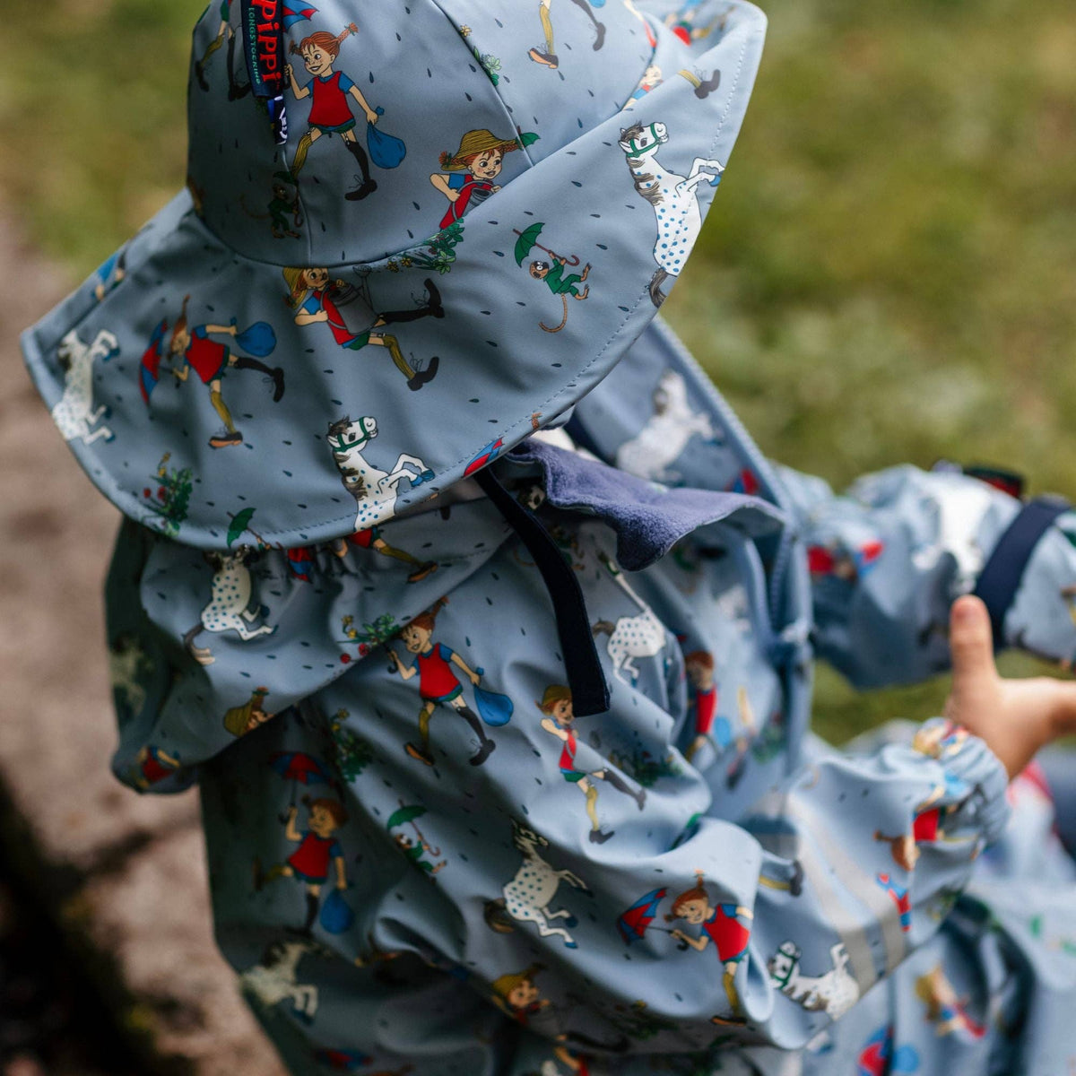 Regenset fleecegefüttert Pippi Langstrumpf denimblau: 110/116 Geggamoja      NATURKINDCHEN