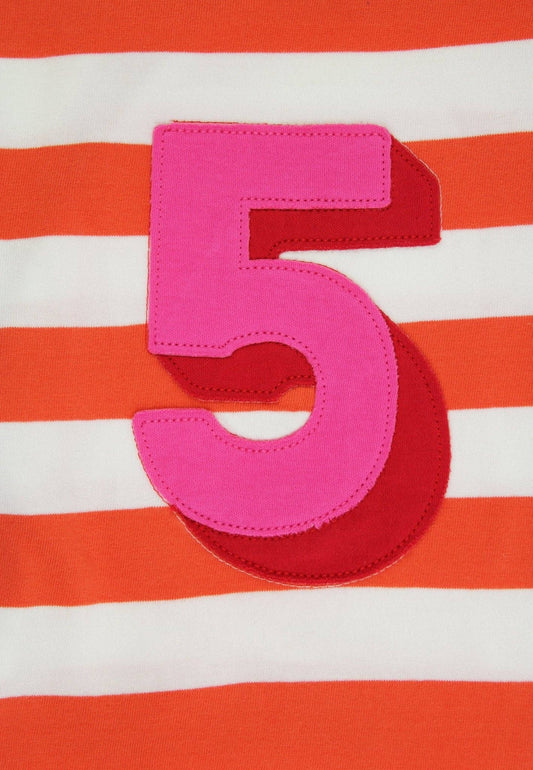 Bio-Fünf-Applikation Orange gestreiftes Langarmshirt: 56 J /116 cm Toby Tiger GmbH      NATURKINDCHEN