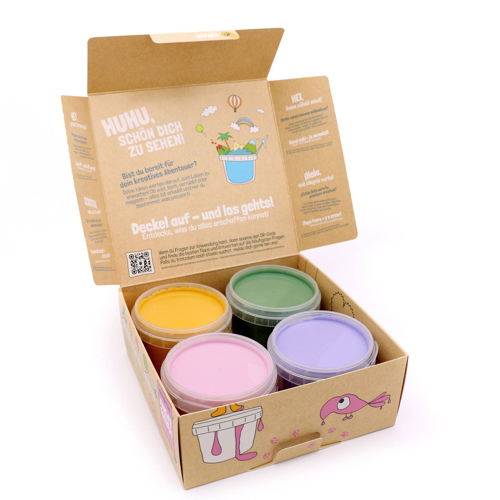 Bio-Fingerfarben vegan 4er Set "Luka" NEOGRÜN      NATURKINDCHEN