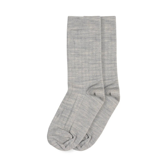 Gerippte Rundsocken aus Merinowolle für Kinder: Helles Grau / 6-24M menique