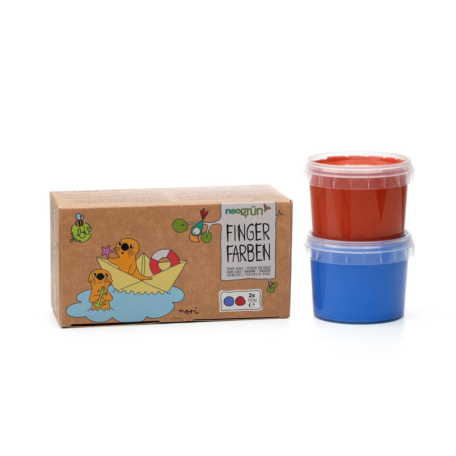 Bio-Fingerfarben vegan 2er Set "Nori" blau/rot NEOGRÜN      NATURKINDCHEN
