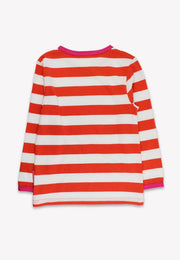 Bio-Fünf-Applikation Orange gestreiftes Langarmshirt: 56 J /116 cm Toby Tiger GmbH      NATURKINDCHEN