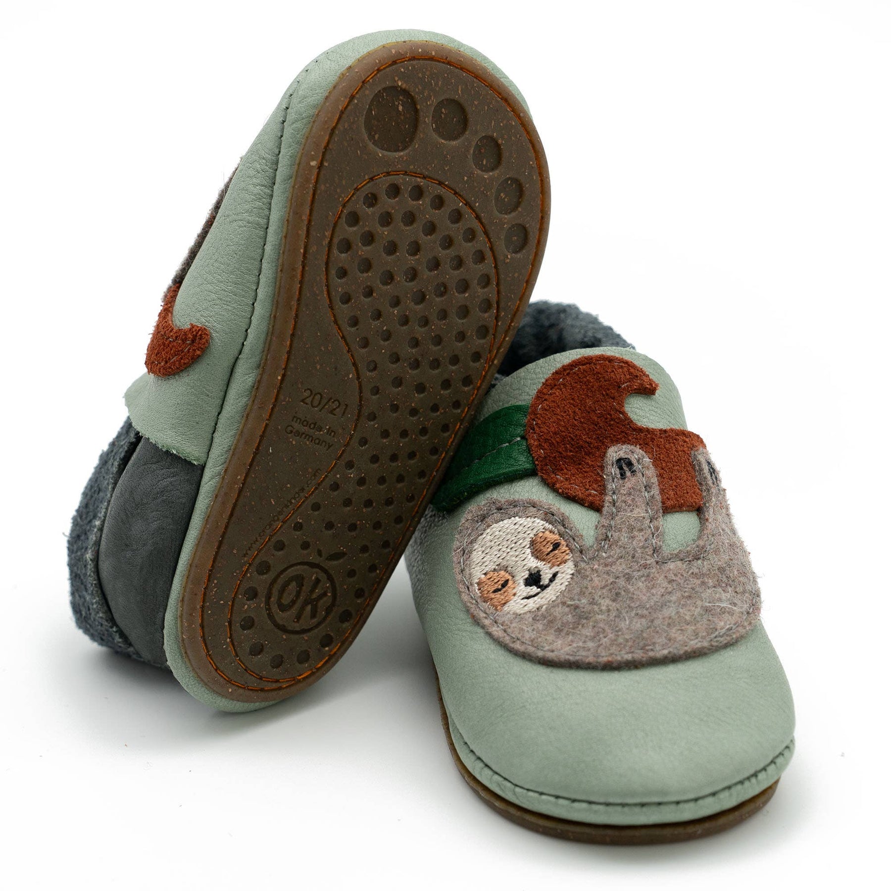 Barfußschuhe AMIGO Motiv Faultier: Mint / 22/23 Orangenkinder®      NATURKINDCHEN