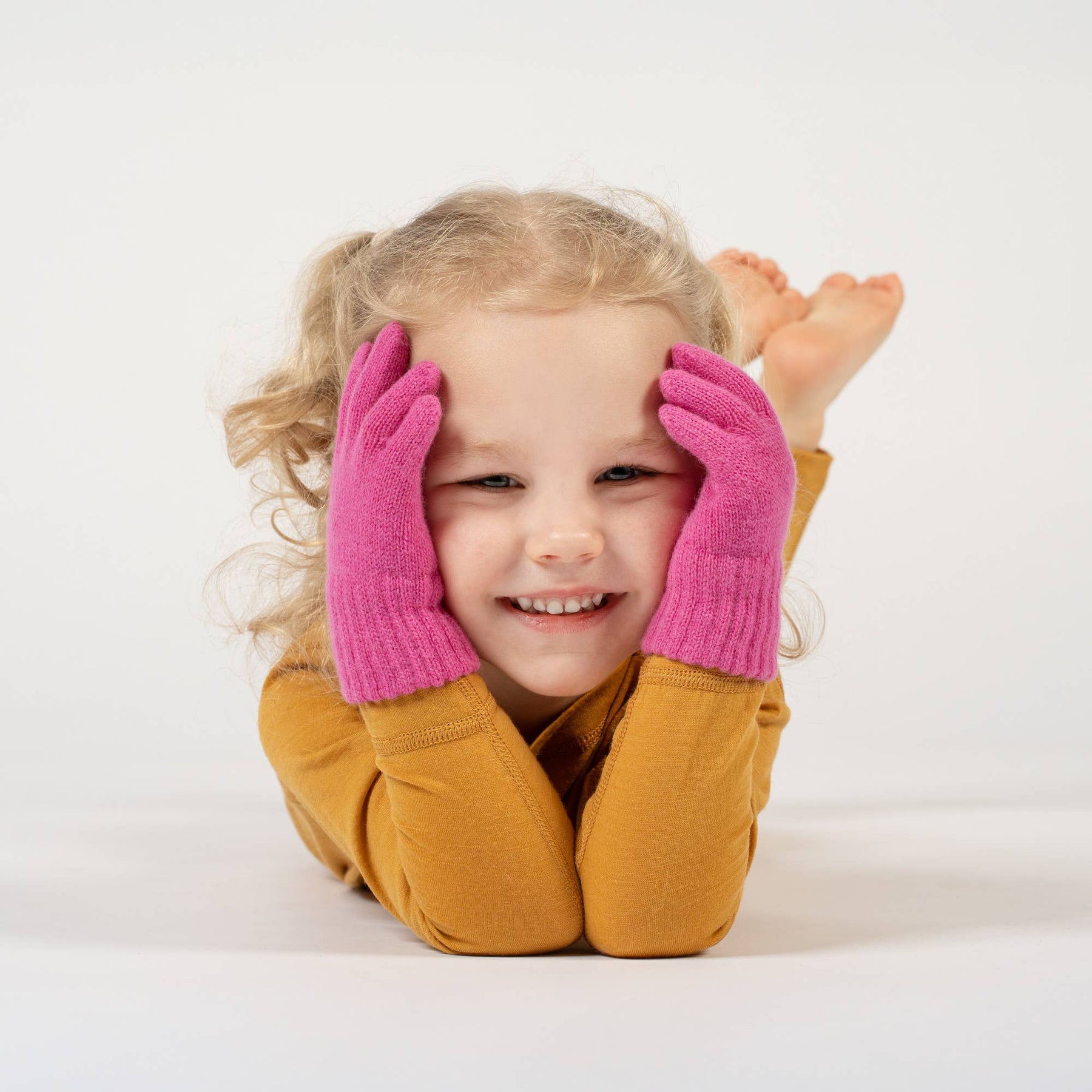 Strickhandschuhe aus Merinowolle und Cashmere für Kinder: Staubig rosa / 5 - 7 Jahre menique      NATURKINDCHEN