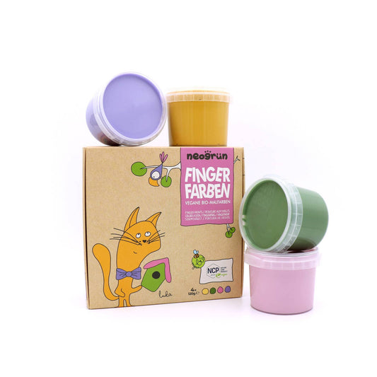 Bio-Fingerfarben vegan 4er Set "Luka" NEOGRÜN      NATURKINDCHEN