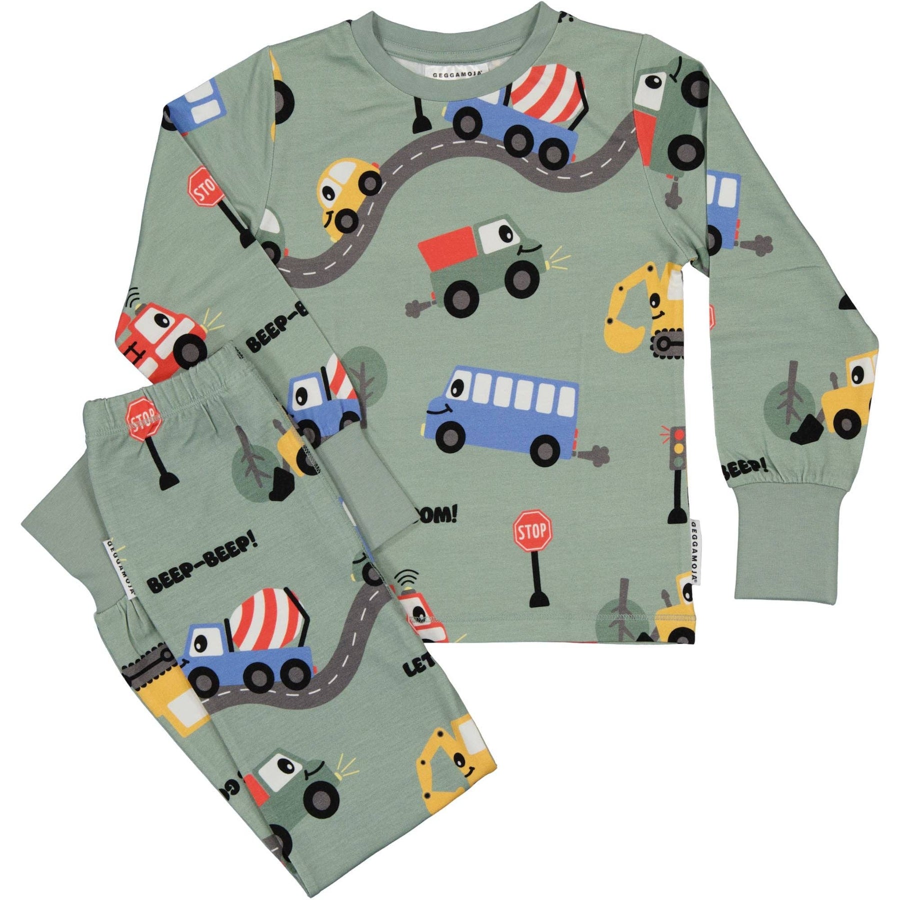 Zweiteiliger Bambus-Pyjama Traktor Grün: 98/104 Geggamoja      NATURKINDCHEN