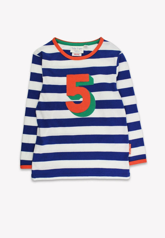 Langarmshirt mit blauen Streifen und fünf Applikationen aus Bio-Baumwolle: 56 J /116 cm Toby Tiger GmbH      NATURKINDCHEN